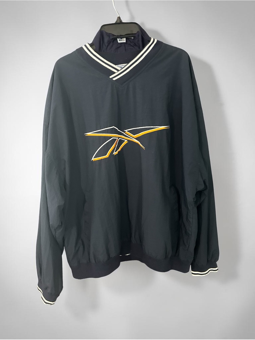 Reebok Black Pullover Windbreaker with Yellow & White Logo Accents
